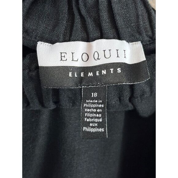 Eloquii Elements Linen Blend Tie Shoulder Ruffled Cropped Tank Top Black Size 18 - Picture 9 of 9
